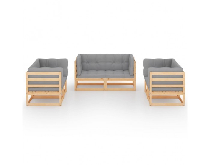 Sonata Set mobilier de grădină cu perne, 6 piese, lemn masiv de pin