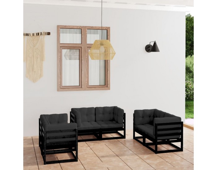 Sonata Set mobilier de grădină cu perne, 6 piese, lemn masiv de pin
