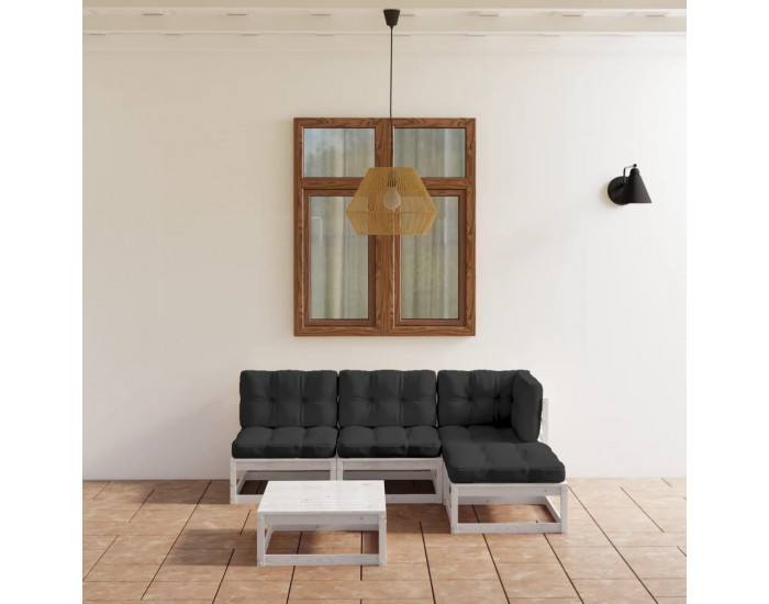 Sonata Set mobilier de grădină cu perne, 5 piese, lemn masiv de pin