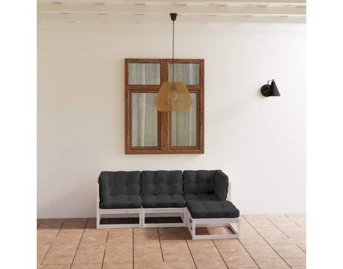 Sonata Set mobilier de grădină cu perne, 4 piese, lemn masiv de pin
