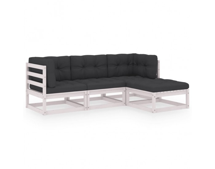 Sonata Set mobilier de grădină cu perne, 4 piese, lemn masiv de pin