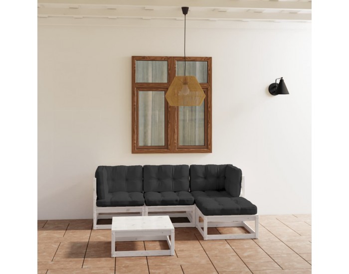 Sonata Set mobilier de grădină cu perne, 5 piese, lemn masiv de pin