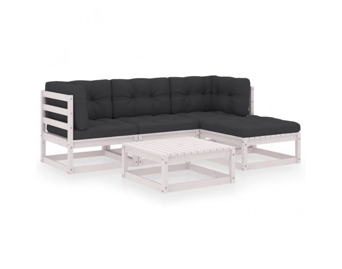 Sonata Set mobilier de grădină cu perne, 5 piese, lemn masiv de pin
