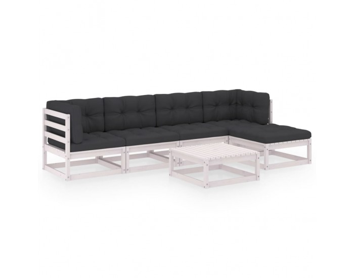 Sonata Set mobilier de grădină cu perne, 6 piese, lemn masiv de pin