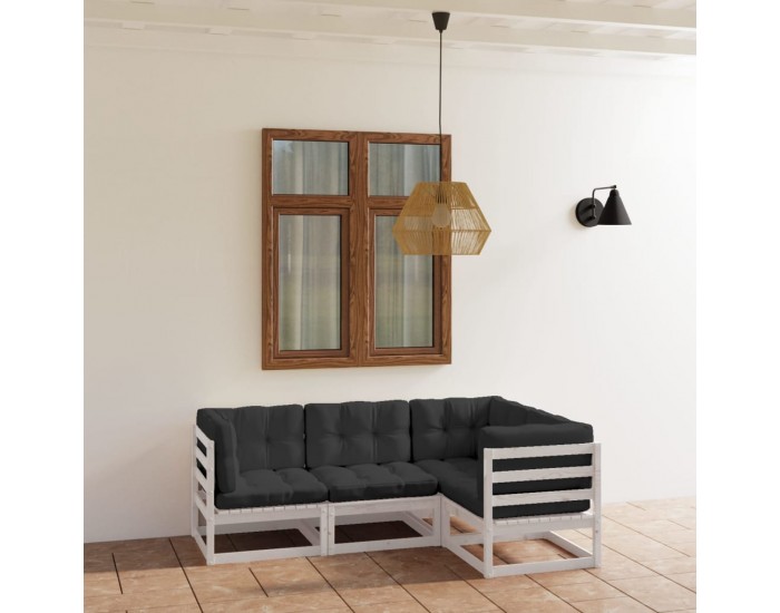 Sonata Set mobilier de grădină cu perne, 4 piese, lemn masiv de pin