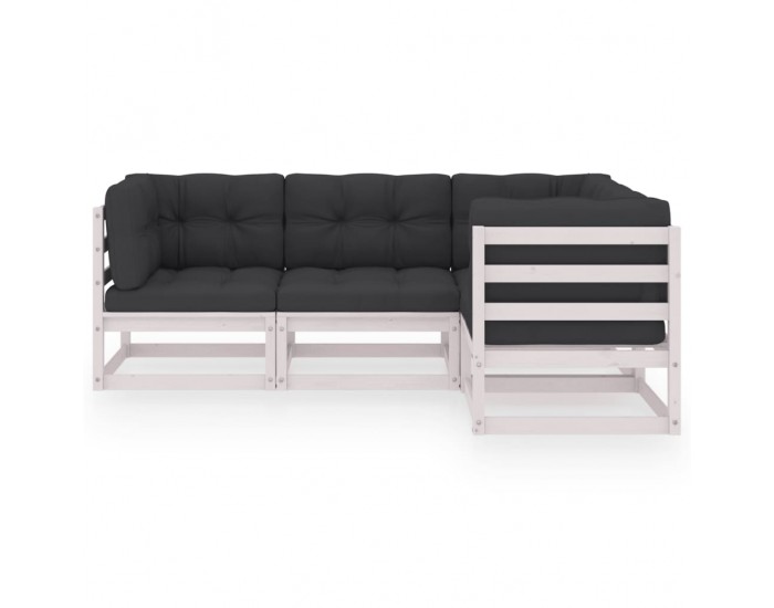 Sonata Set mobilier de grădină cu perne, 4 piese, lemn masiv de pin