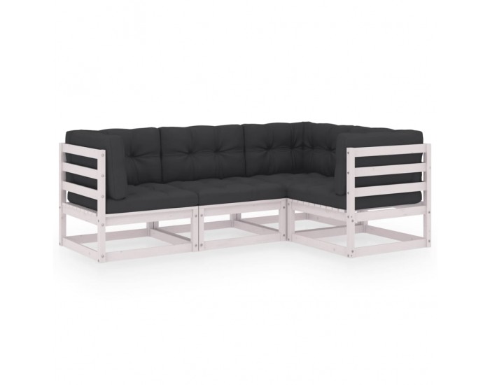 Sonata Set mobilier de grădină cu perne, 4 piese, lemn masiv de pin