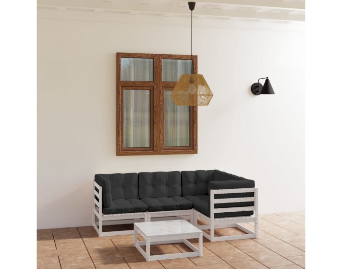 Sonata Set mobilier de grădină cu perne, 5 piese, lemn masiv de pin