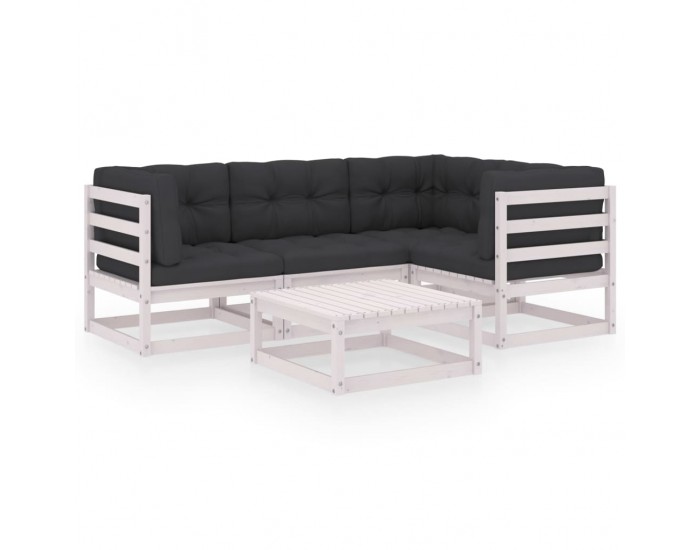 Sonata Set mobilier de grădină cu perne, 5 piese, lemn masiv de pin