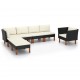 Sonata Set mobilier grădină, 7 piese, negru, poliratan/lemn eucalipt