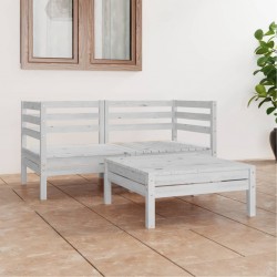 Sonata H Градински лаундж комплект, 3 части, бял, бор масив - Seturi pentru exterior