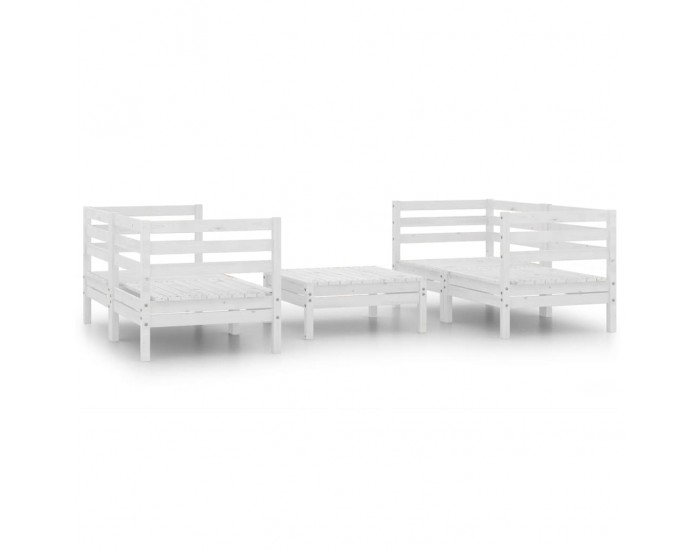 Sonata Set mobilier de grădină, 5 piese, alb, lemn masiv de pin