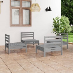 Sonata H Градински лаундж комплект, 4 части, сив, бор масив - Seturi pentru exterior