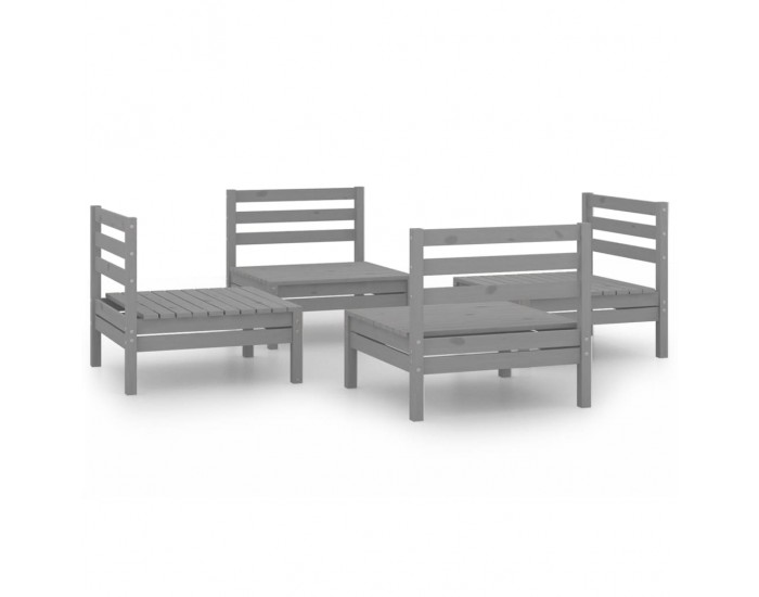 Sonata Set mobilier de grădină, 4 piese, gri, lemn masiv de pin
