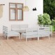 Sonata Set mobilier de grădină, 8 piese, alb, lemn masiv de pin