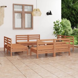 Sonata H Градински лаундж комплект, 8 части, меденокафяв, бор масив - Seturi pentru exterior