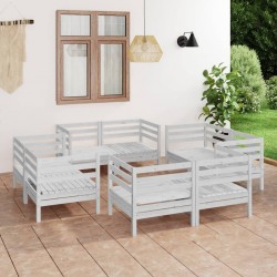Sonata H Градински лаундж комплект, 8 части, бял, бор масив - Seturi pentru exterior