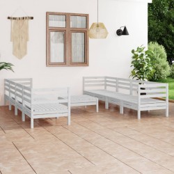 Sonata H Градински лаундж комплект, 9 части, бял, бор масив - Seturi pentru exterior