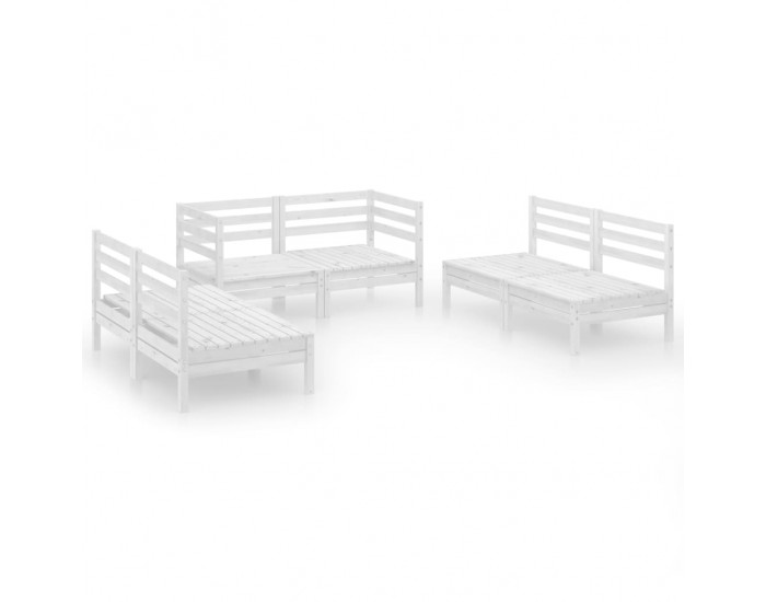 Sonata Set mobilier de grădină, 6 piese, alb, lemn masiv de pin