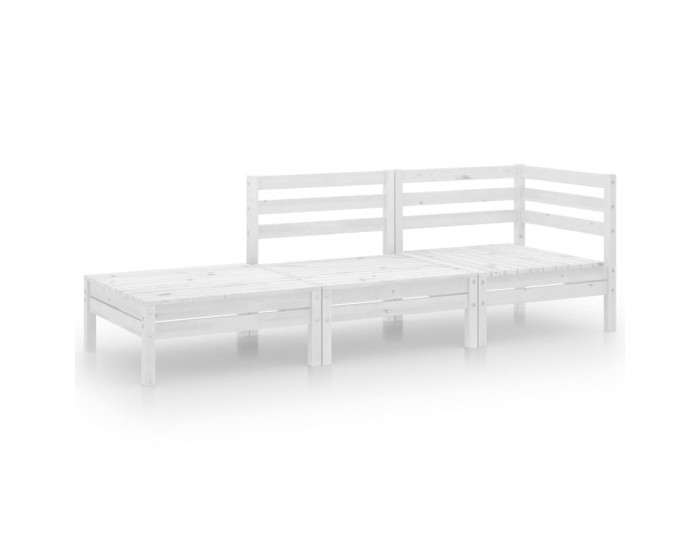 Sonata Set mobilier de grădină, 3 piese, alb, lemn masiv de pin