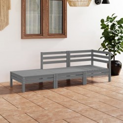 Sonata H Градински лаундж комплект, 3 части, сив, бор масив - Seturi pentru exterior