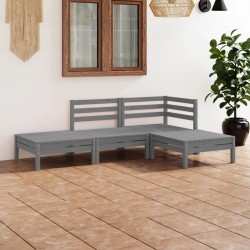Sonata H Градински лаундж комплект, 4 части, сив, бор масив - Seturi pentru exterior