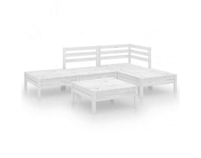 Sonata Set mobilier de grădină, 5 piese, alb, lemn masiv de pin