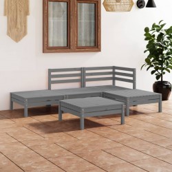 Sonata H Градински лаундж комплект, 5 части, бор масив, сив - Seturi pentru exterior