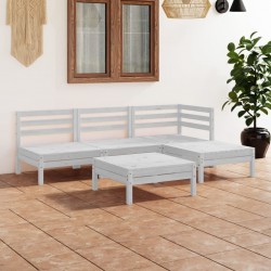 Sonata H Градински лаундж комплект, 5 части, бял, бор масив - Seturi pentru exterior