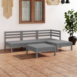 Sonata H Градински лаундж комплект, 5 части, бор масив, сив - Seturi pentru exterior