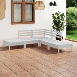 Sonata H Градински лаундж комплект, 5 части, бял, бор масив - Seturi pentru exterior