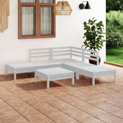 Sonata H Градински лаундж комплект, 6 части, бял, бор масив - Seturi pentru exterior