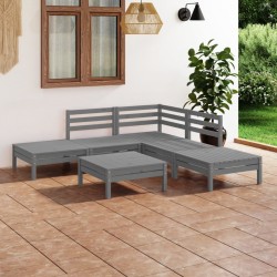 Sonata H Градински лаундж комплект, 6 части, бор масив, сив - Seturi pentru exterior