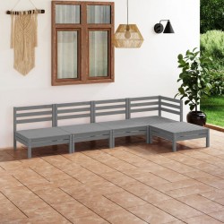 Sonata H Градински лаундж комплект, 5 части, бор масив, сив - Seturi pentru exterior