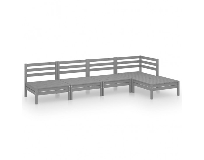 Sonata Set mobilier de grădină, 5 piese, gri, lemn masiv de pin