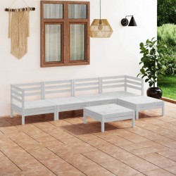 Sonata H Градински лаундж комплект, 6 части, бял, бор масив - Seturi pentru exterior
