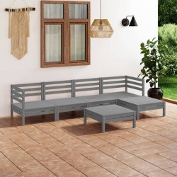 Sonata H Градински лаундж комплект, 6 части, бор масив, сив - Seturi pentru exterior
