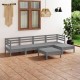 Sonata Set mobilier de grădină, 6 piese,gri, lemn masiv de pin