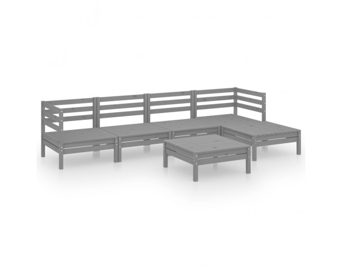 Sonata Set mobilier de grădină, 6 piese,gri, lemn masiv de pin