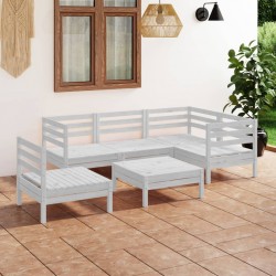 Sonata H Градински лаундж комплект, 6 части, бял, бор масив - Seturi pentru exterior