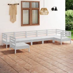 Sonata H Градински лаундж комплект, 7 части, бял, бор масив - Seturi pentru exterior