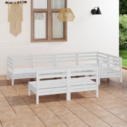 Sonata H Градински лаундж комплект, 7 части, бял, бор масив - Seturi pentru exterior