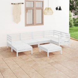 Sonata H Градински лаундж комплект, 7 части, бял, бор масив - Seturi pentru exterior