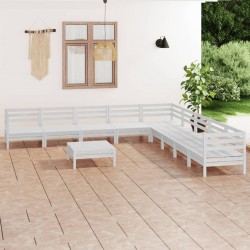 Sonata H Градински лаундж комплект, 10 части, бял, бор масив - Seturi pentru exterior