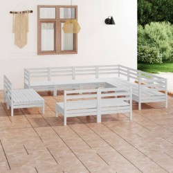 Sonata H Градински лаундж комплект, 11 части, бял, бор масив - Seturi pentru exterior