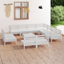 Sonata H Градински лаундж комплект, 12 части, бял, бор масив - Seturi pentru exterior