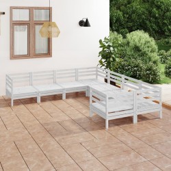 Sonata H Градински лаундж комплект, 8 части, бял, бор масив - Seturi pentru exterior