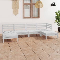 Sonata H Градински лаундж комплект, 6 части, бял, бор масив - Seturi pentru exterior