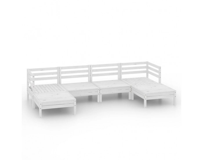 Sonata Set mobilier de grădină, 6 piese, alb, lemn masiv de pin