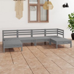 Sonata H Градински лаундж комплект, 6 части, сив, бор масив - Seturi pentru exterior